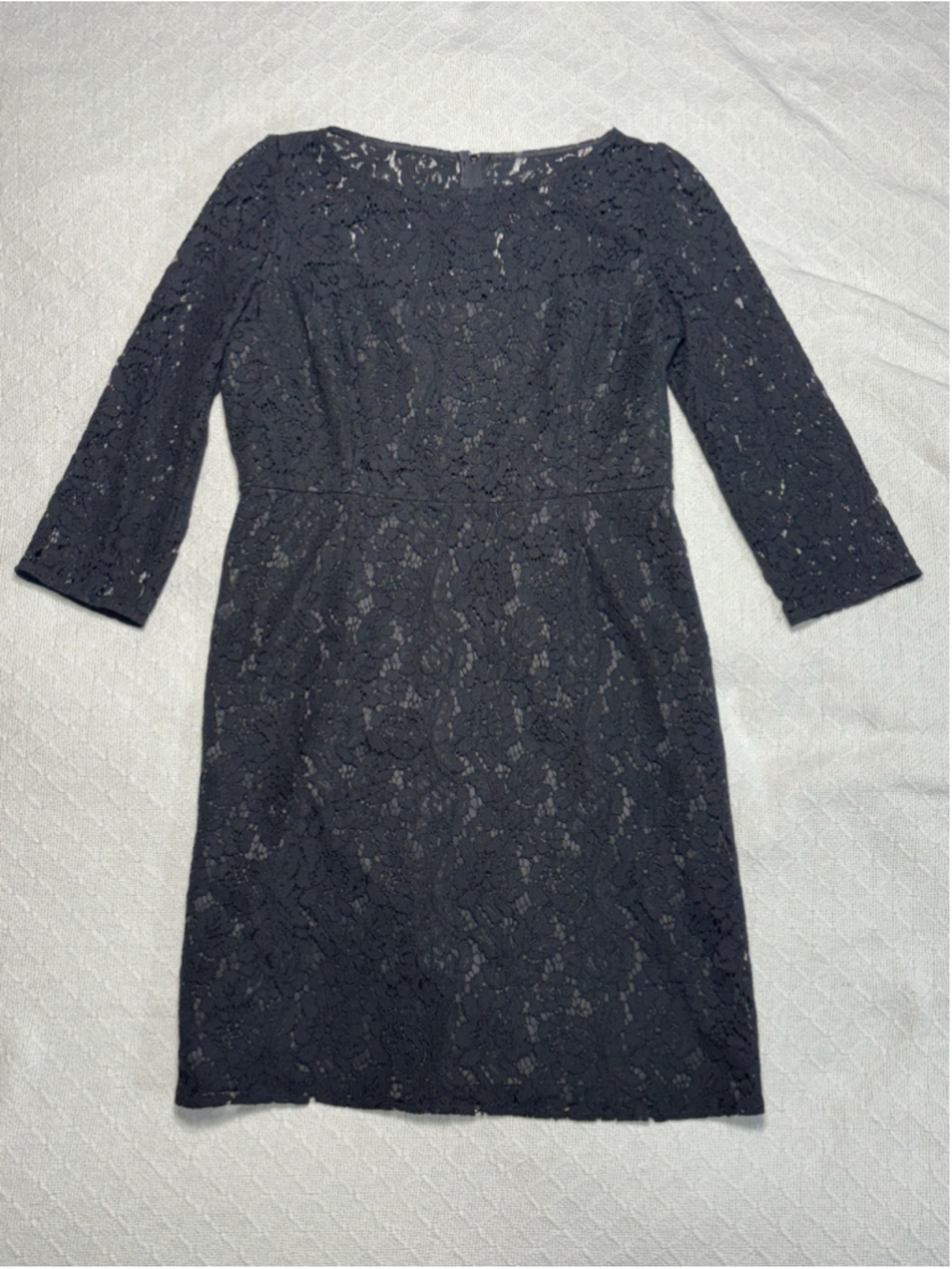 Vtg GOAT (London) Luxury Black Floral Lace Sheath Dress 3/4 Sleeve Size 10 EUC - Picture 2 of 8